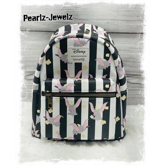 Loungefly Disney Dumbo Black & White Stripe & Popcorn Mini Backpack NWT main image 4